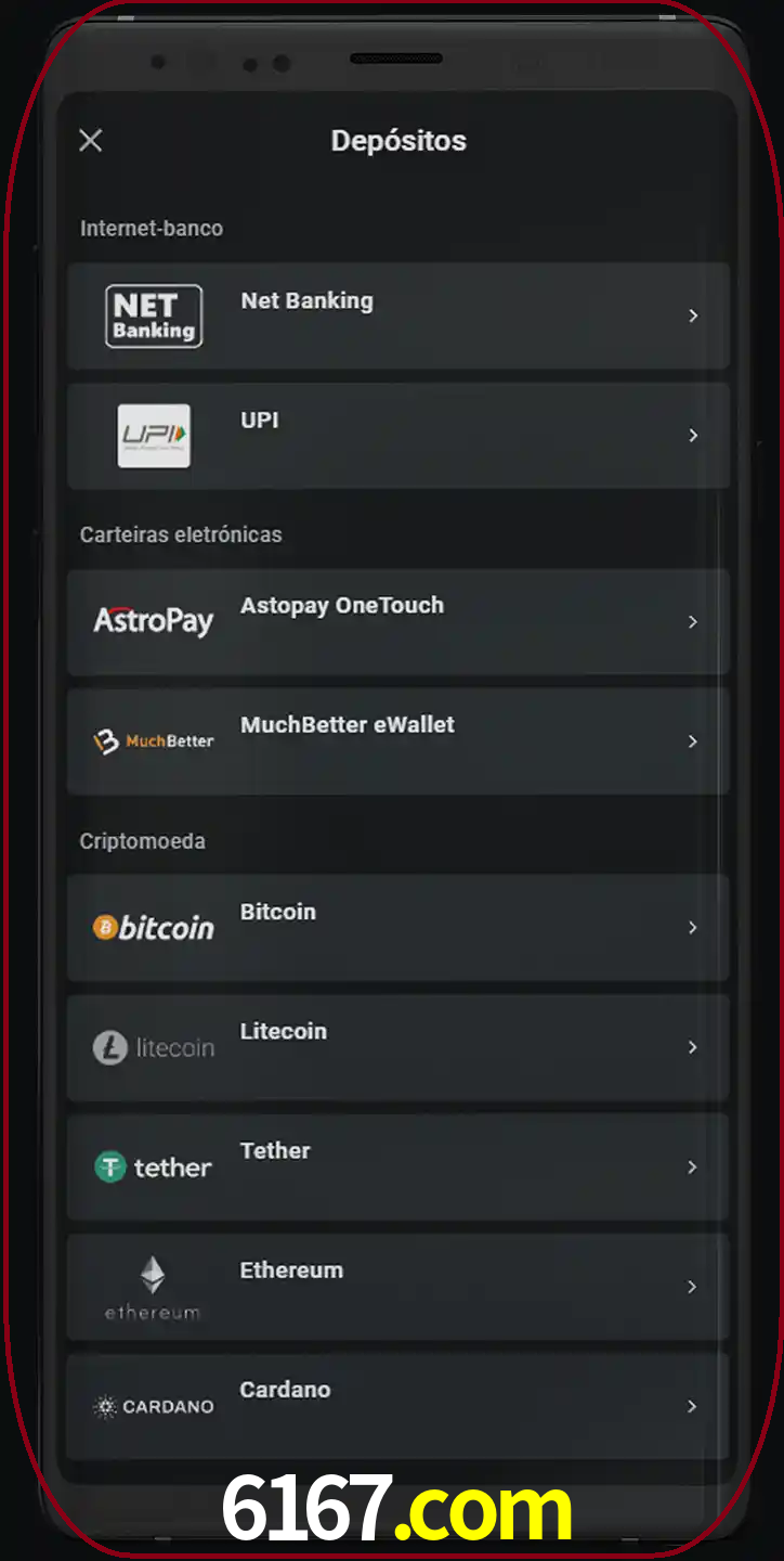 Você pode usar métodos alternativos de depósito.